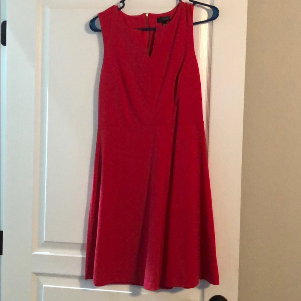 Pink split neck dress